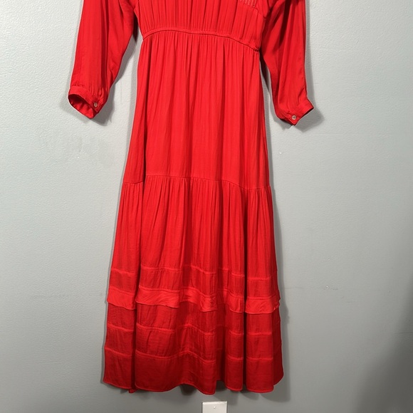 Dolan Red V neck tassel layered skirt pocketed maxi dress size XS- would fit S - Picture 12 of 17